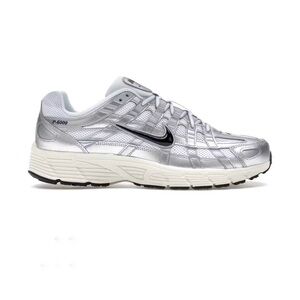 Nike P-6000 White Metallic Silver Flat Silver Black Lace Up Sneakers New-9